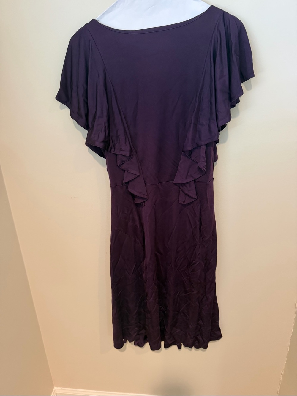 Banana Republic Deep Purple  Dress with Ruffle Sleeves